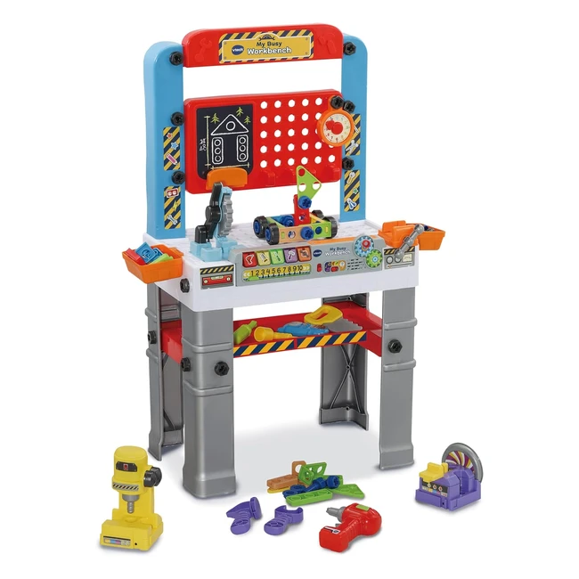 VTech My Busy Workbench Interactive Toddler Toy - 100 Pieces - Lights Music So