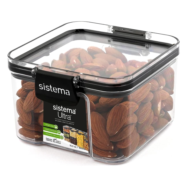 Recipiente ultra cuadrado Tritan 460 ml negro transparente