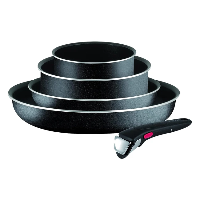 Tefal Ingenio Essential Nonstick 5-Piece Pots and Pans Set - Starter Kit, Black
