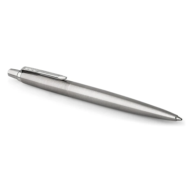 Parker Jotter Ballpoint Pen - Stainless Steel, Chrome Trim, Medium Point, Blue Ink