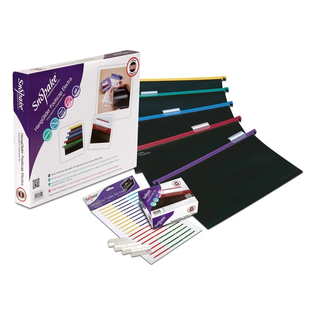Snopake Foolscap Hangglider Polypropylene Suspension File - Pack of 25 - Black/Assorted - Ref 10279