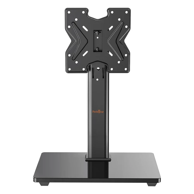 Perlegear Swivel Universal TV Stand - Table Top Stand for 19-43 inch LCD LED TVs/Monitor/PC - Height Adjustable TV Mount Stand with Tempered Glass Base - Max VESA 200x200mm