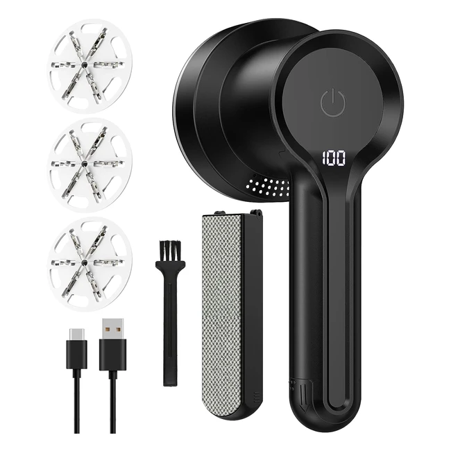 Coovee Quitapelusas Eléctrico 2023 - Cepillo Estático, 3 Velocidades, Cuchilla 6 Hojas, Pantalla LED, Carga USB