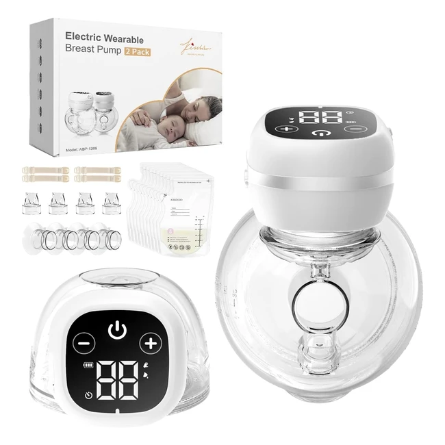 Electric Hand Free Breast Pump - 3 Modes, 12 Levels, LED Display - Low Noise, Rechargeable, Portable - Kissbobo