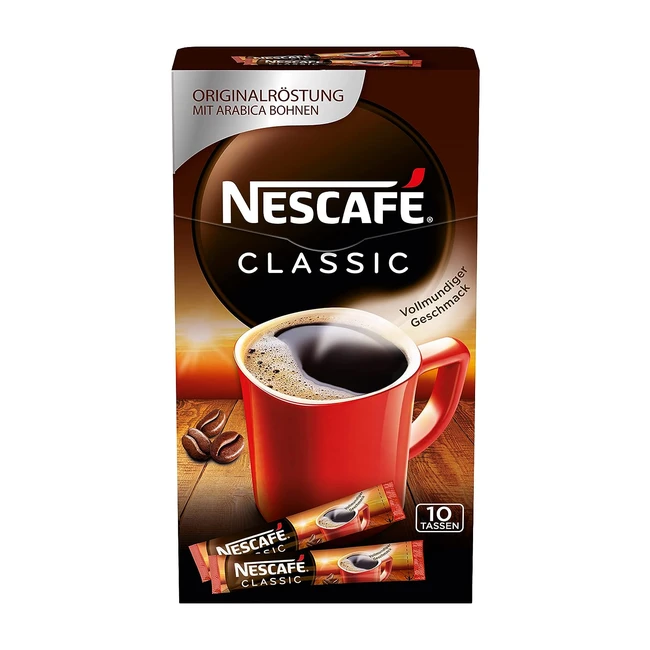 Nescafé Classic Getränkepulversticks - Löschbarer Bohnenkaffee, kräftiger Geschmack, intensives Aroma - 1er Pack (10 Sticks à 2g)