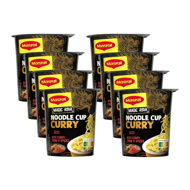Maggi Magic Asia Nudel Cup Curry - Leckeres Fertiggericht - 8er Pack