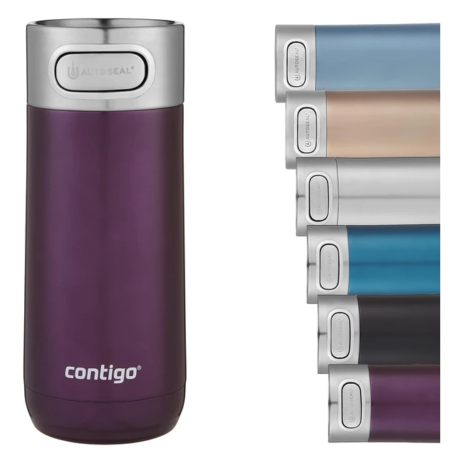 Contigo Luxe Autoseal Taza Térmica de Viaje - Acero Inoxidable - Termo Vaso Hermético - Sin BPA - Fácil de Limpiar - Merlot 360ml