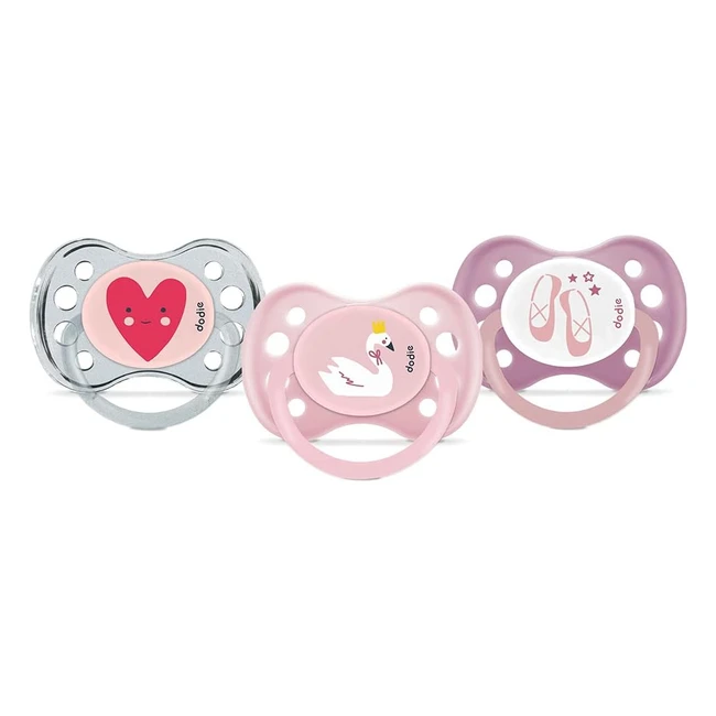 Lot de 3 sucettes anatomiques Dodie Ballerine Cygne Coeur 6 mois