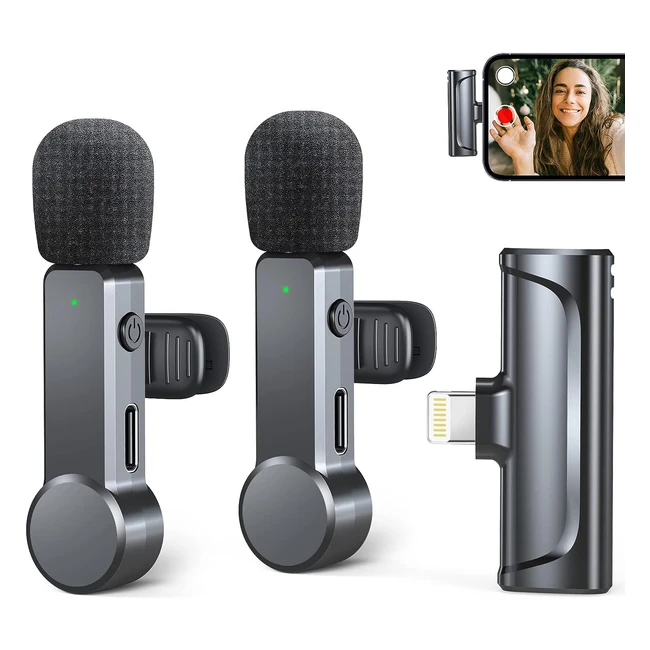 Micrófono Lavalier Inalámbrico iPhone - Cancelación de Ruido - 2 Microfonos - Transmisión en Vivo - YouTube TikTok Vlog