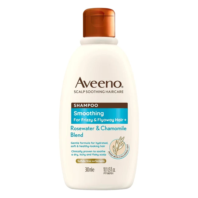 Aveeno Smoothing Rosewater & Chamomile Shampoo 300ml - Calms Frizz & Soothes Scalp