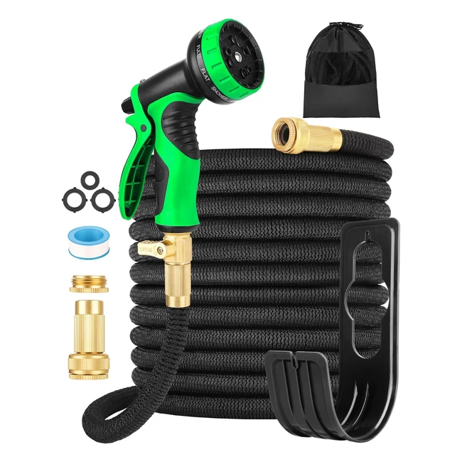 Upgraded 4-Layer Latex Garden Hose Pipe 75ft - Flexible & Leakproof - 10 Function Nozzle - Brass Connectors - for Garden & Car Washing