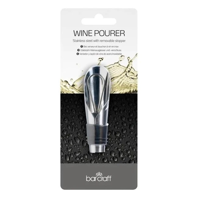 Barcraft 2in1 Wine Bottle Stopper Pourer Stainless Steel - Silver 8x2cm
