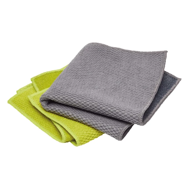 KitchenCraft 2in1 Microfibre Dish Cloths Scourers - Set of 3