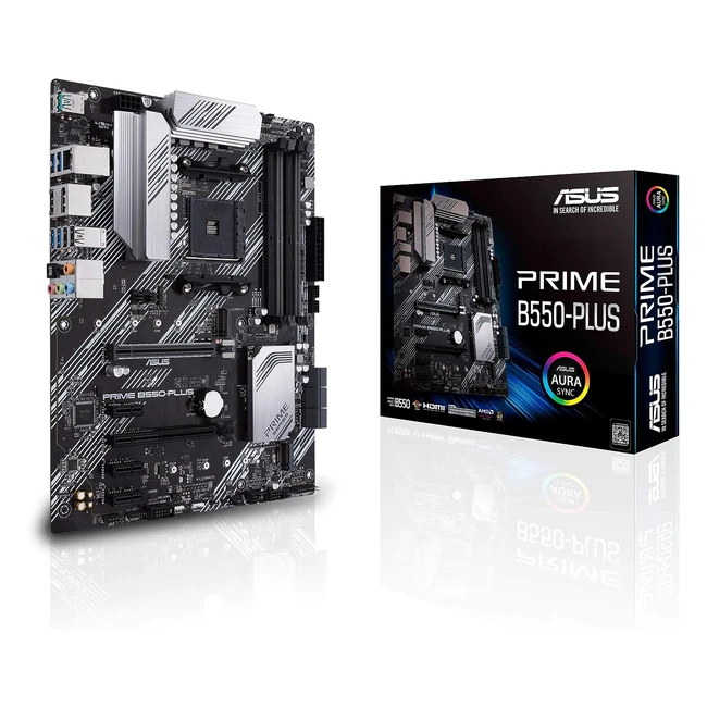 ASUS Prime B550Plus AMD B550 Ryzen AM4 ATX Motherboard Dual M2 PCIe 40 DDR4 4400 1GB Ethernet DisplayPort/HDMI USB 32 Gen 2 TypeA and TypeC Aura Sync RGB Headers Support