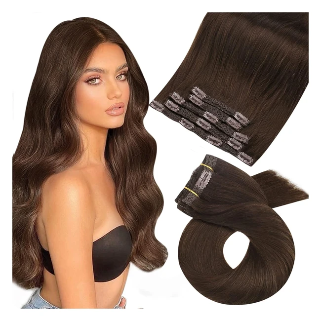 Extension Cheveux Clip Moresoo Naturel Brun Foncé Double Trame 12 Pouces - 5 Pièces