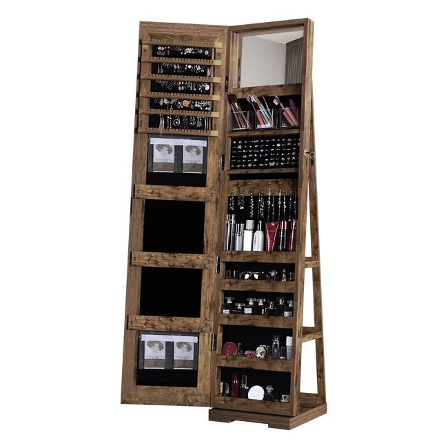 Armario para Joyas Espejo Joyero Aramrio Joyero con Espejo Giratorio 360 - Gran Capacidad - Altura XXL 160cm