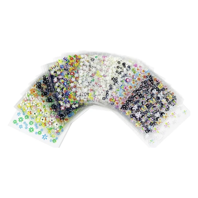 Nuoshen 50 Feuilles Autocollant Ongles 3D Design Nail Art Multicolore