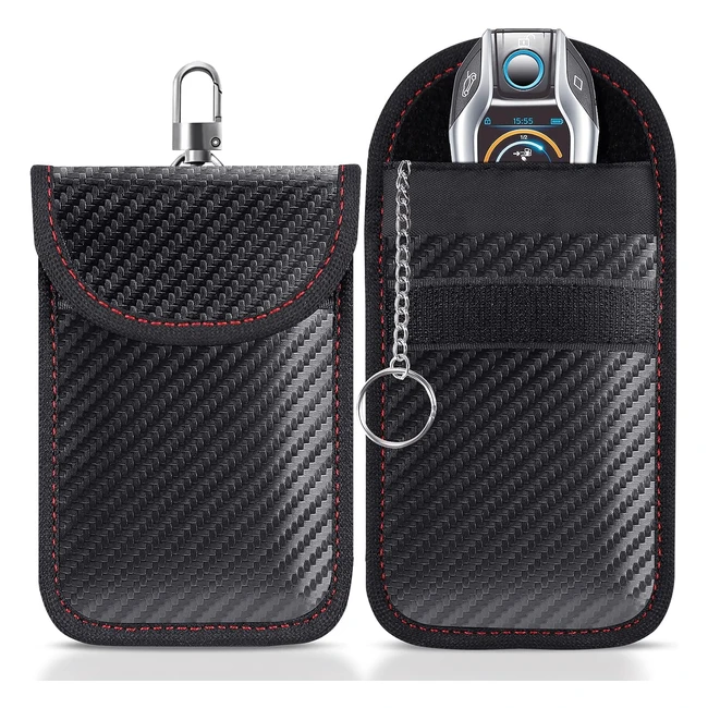 Faraday Pouch for Car Keys - 2 Pack | Signal Blocking RFID Bag | Anti-Theft Keyless Entry Protection