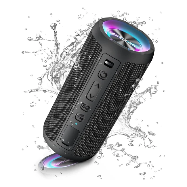 Ortizan Bluetooth Lautsprecher mit Licht, Musikbox, tragbarer Bluetooth Box, IPX7 wasserdicht, Dualen Basstreibern, 30h Akku, Freisprechfunktion, Schwarz