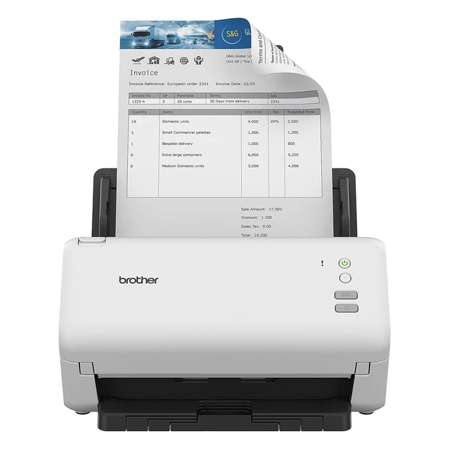 Brother ADS4100 Desktop Document Scanner USB 30 Doublesided 60 Sheet ADF