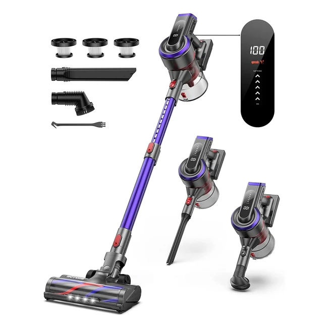 Powerful Buture Cordless Vacuum Cleaner 33KPA - Rechargeable Battery - Lightweight - Touch Display