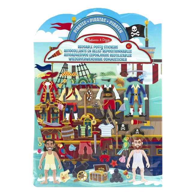 Autocollants en relief repositionnables Pirates Melissa & Doug - Jeu créatif pour enfants de 3 à 7 ans