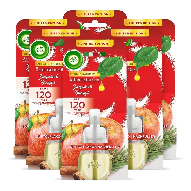 Air Wick Duftöl Flaschen-Nachfüllung, Zimt & gebackener Apfel, 6er Pack