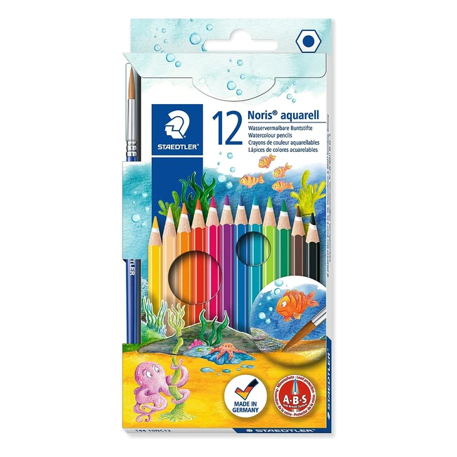 Staedtler Noris Aquarell Watercolour Pencils - Pack of 12 - Assorted Colours