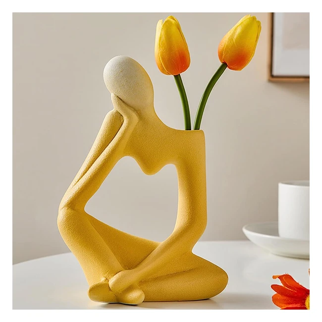 Vase en céramique déco, pensée créative pour herbe de pampa, fleurs séchées, mariage, bureau - 19 cm