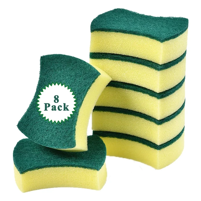 8 Pack Kitchen Cleaning Sponges - Non-Scratch Scrubber for Multipurpose Washing - Fast and Durable