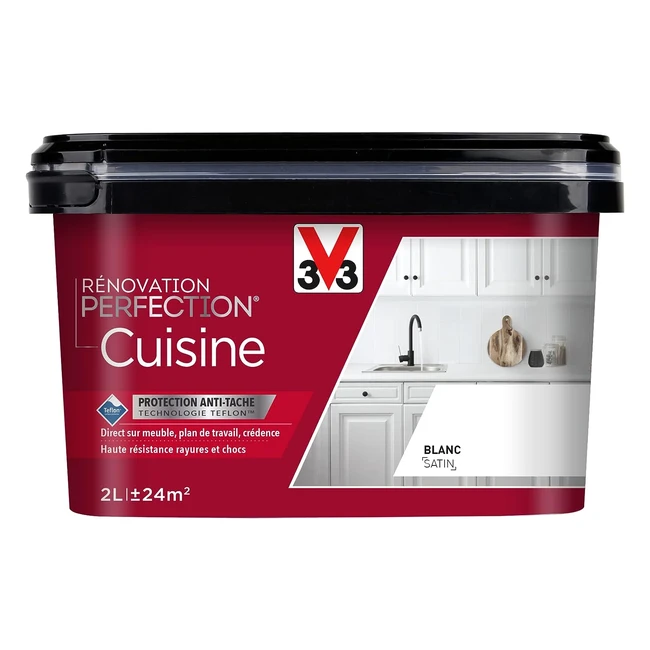 Peinture Rénovation Cuisine V33 Perfection Blanc Satin 2L