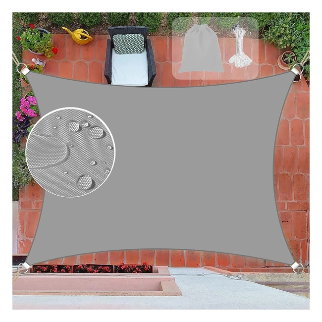Waterproof Sun Shade Sail 98 UV Block Patio Canopy Outdoor - Teglu 2x3m Grey