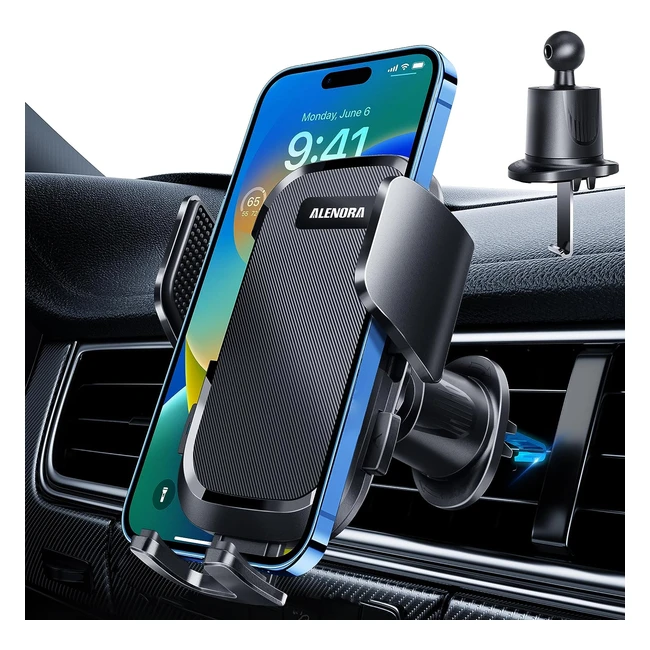 AlenoraCar Vent Phone Holder - Military-Grade Hook Clip - Thick Cases Friendly - Universal Car Phone Holder Mount - Compatible for All 4-7 Inches Phones
