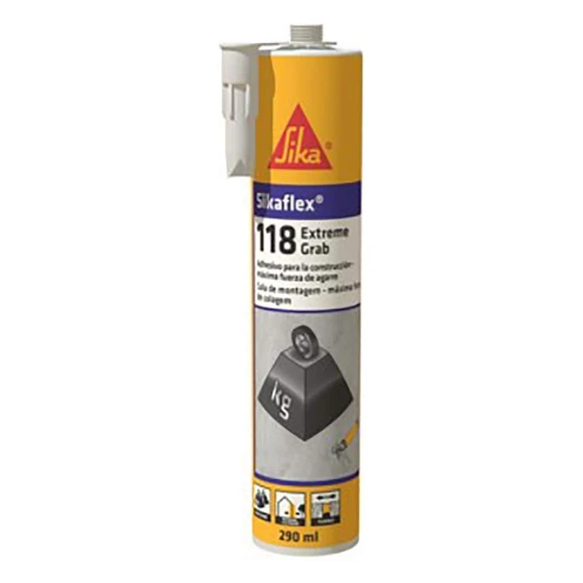 Sikaflex 118 Extreme Grab Blanco - Masilla Adhesiva de Construcción - Potente Agarre Inicial - Interior y Exterior