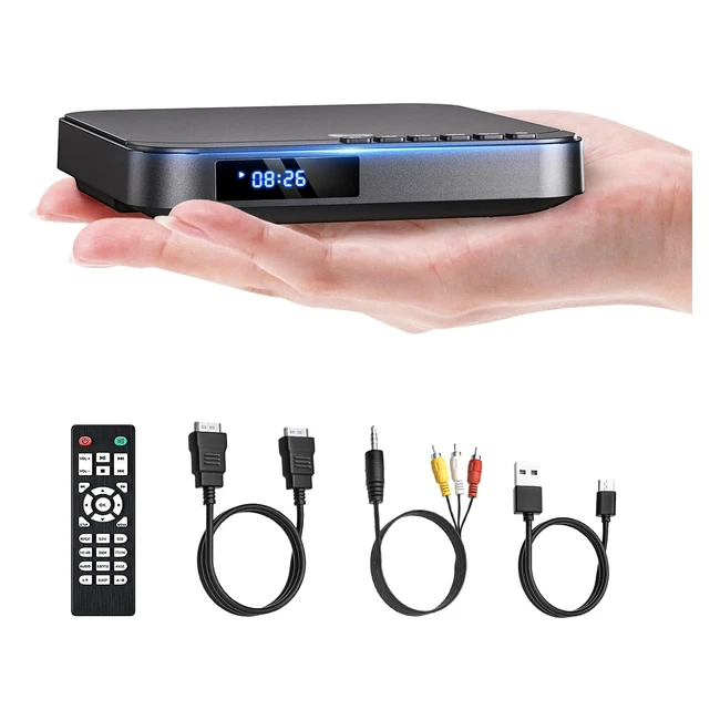Desobry Mini DVD Player HDMI 1080p Multi Region - AV Output - USB/TF Card - Remote Control