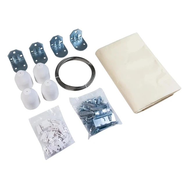 Vela Solar Windhager 270x140cm - Tecnología de Tensado de Cuerdas - Ideal para Pérgolas e Invernaderos - Protección Solar Crema Blanca