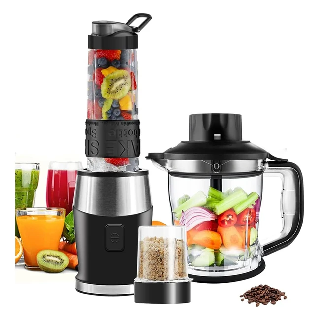 Blender Mixeur 3en1 700W Smoothie 24000 tours/min - Pot de 12L, Bouteille de sport 570ml, Tasse de broyage 300ml - Sans BPA