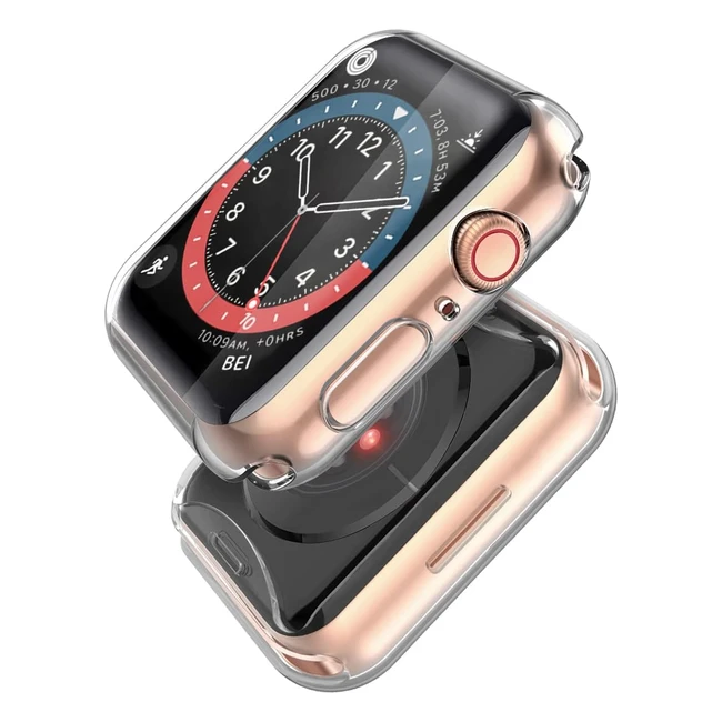 2pack Piuellia Transparent Case for Apple Watch Series 8/7 - Soft TPU, HD Clear, Scratch Resistant