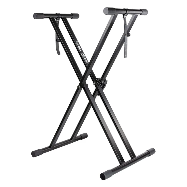 RockJam XX363 Xfinity Double-Braced Keyboard Stand - Locking Straps - Lessons - Black