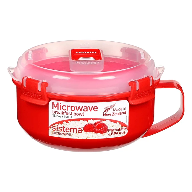 Microwave Breakfast Bowl - Sistema Round Container with Lid - 850ml - BPA Free