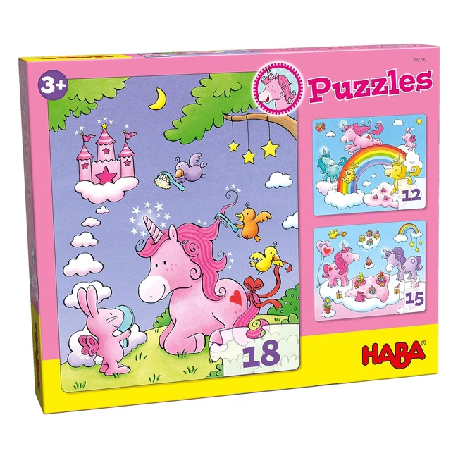 HABA 300299 Puzzles Einhorn Glitzerglück - Magischer Puzzlespaß für Einhornfans