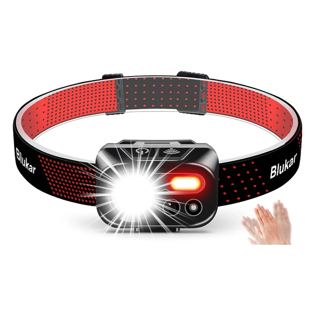 Lampe Frontale Rechargeable Blukar - Super Lumineux et Étanche - 7 Modes d'éclairage - 30h d'autonomie - Pour Course - Noir