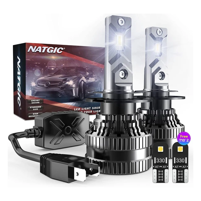 Natgic H7 Lampadine LED per Fari - Kit di Conversione H7 LED Canbus - 12000lm Bianco 6500K