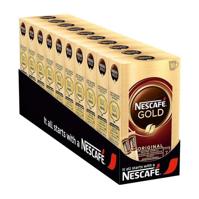 Nescafé Gold Original Instantkaffee 10er Pack - Vollmundiger Geschmack - Koffeinhaltig