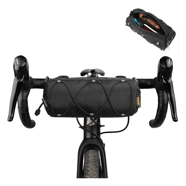 Bolsa para Manillar de Bicicleta RhinoWalk - Gran Capacidad de Almacenamiento - Negro