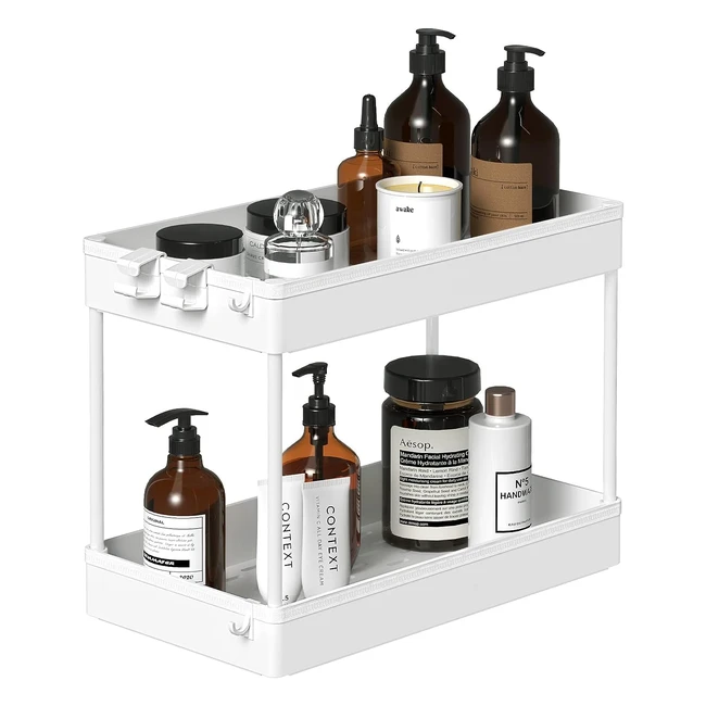 Platzsparendes 2-Ebenen-Spülschrankregal für Küche und Bad - Weiß