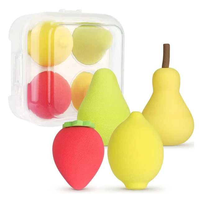 4pcs Éponge Maquillage Fond de Teint Blender pour Beauty - Forme de Fruits