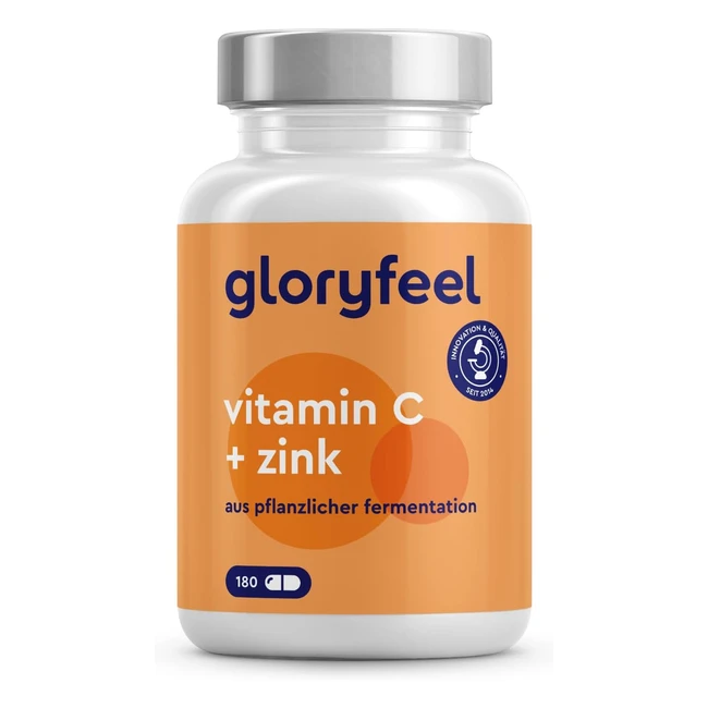 Vitamin C & Zink Tabletten 1000 mg - Stärkt das Immunsystem & Schützt vor Stress - 180 Kapseln