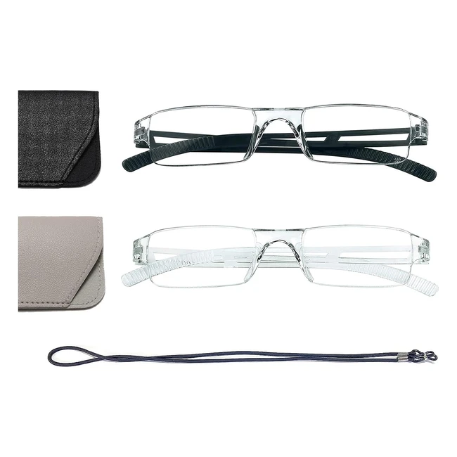 Hubeye Occhiali da Lettura Ultraleggeri - Montatura Trasparente - Anti Luce Blu - 2 Paia - Uomo e Donna