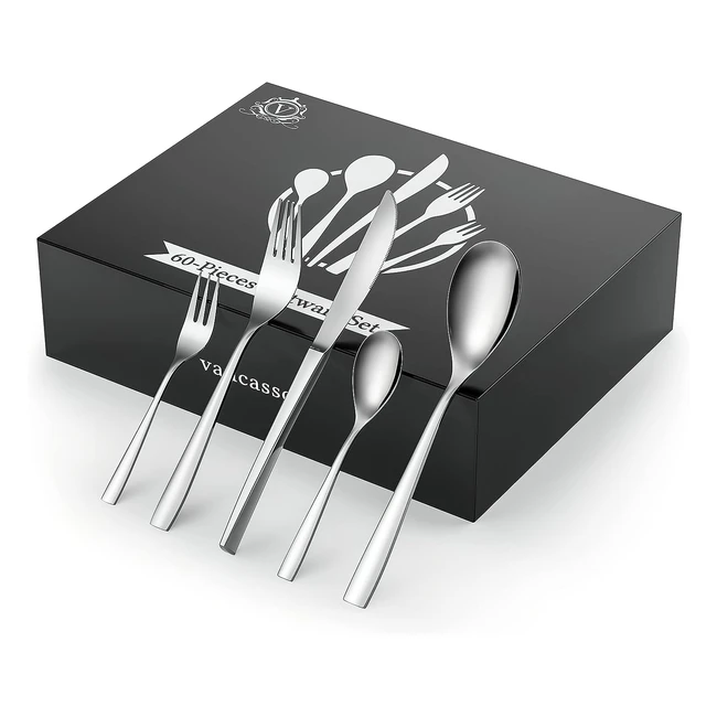 Juego Cubiertos Acero Inoxidable 60 Piezas - Diseño Contemporáneo - Apto Lavavajillas